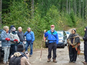 Ed Hill welcomes everyone and briefly speaks of his love of this forest, the need for its protection and past experience when as a police officer in charge the Tofino district he worked with both sides of the Meares Island forest conflict