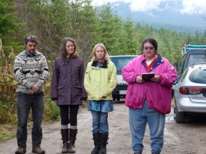 Local Artists Robert Studer, Shannon Woode and daughter Jillian listen to Holly Higgins